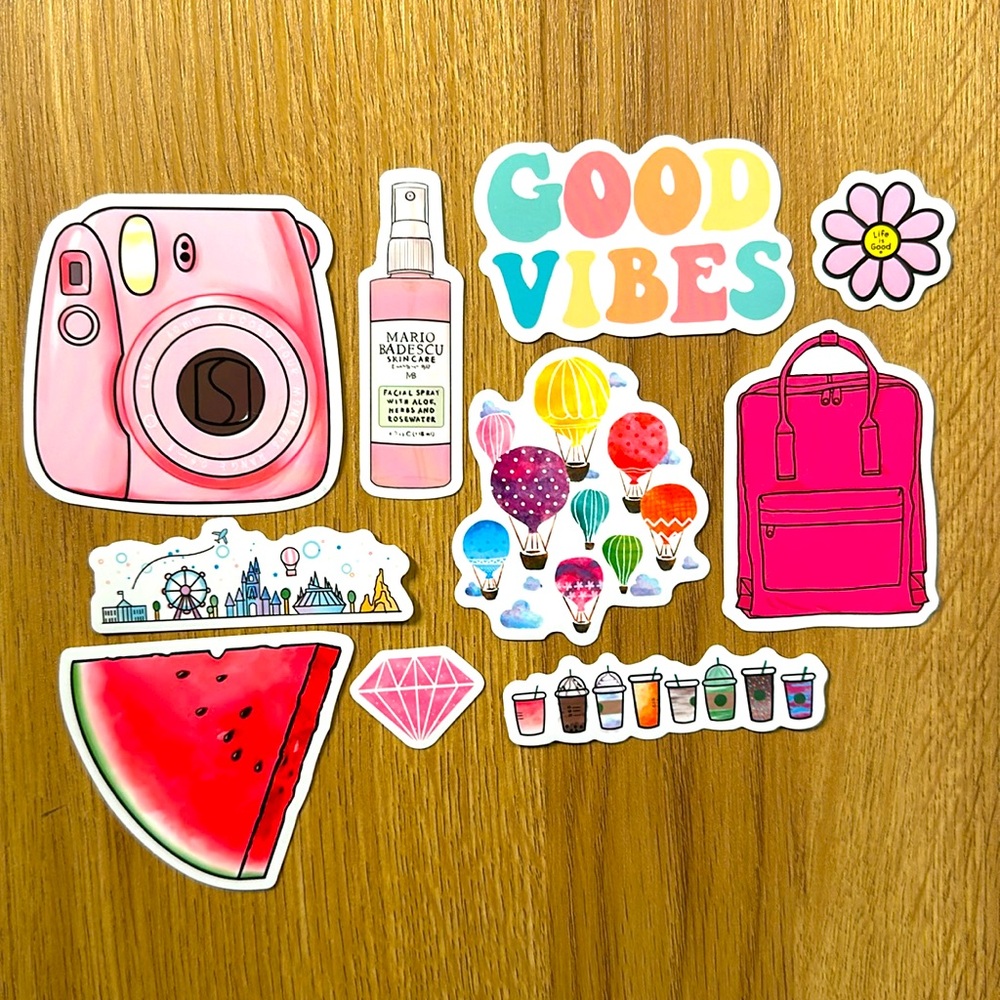 Pink Fun 10 Vinyl Stickers 100% Waterproof
